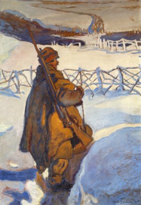 Jägare I Vinterlandskap by Wladyslav Von JAROCKI - auction artwork with signature