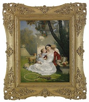 Familjeidyll I Parkmiljö by Eugène RIVAUD - auction artwork with signature