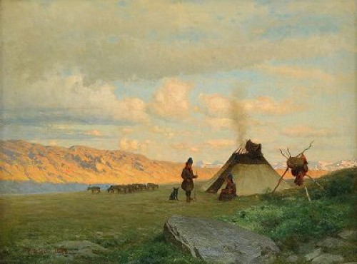 Landskap Med Samer Vid Kåtan by Per Daniel HOLM