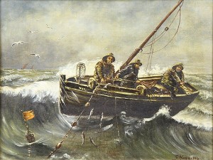 Fishermen In Rough Seas by Georges HARQUETTE - auction artwork with signature