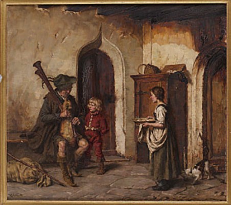 Rumsinteriör Med Lurblåsare by Karl GEBHARDT - auction artwork with signature