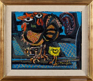 Komposition Med Tuppar by Olof TANGEN - auction artwork with signature