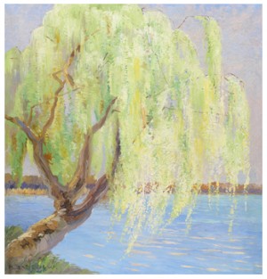 Pilträd Vid Vattendrag by Heinrich BASEDOW - auction artwork with signature