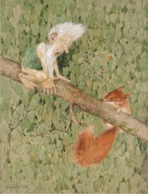 Wood Gnome And Squirrel by Siegfried STOITZNER - auction artwork with signature