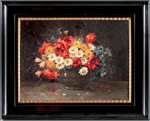 Blomsterstilleben by Hans TIEL - auction artwork with signature