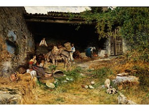 Italienische Weinbauern Bei Der Weinpresse by Aurelio TIRATELLI - auction artwork with signature