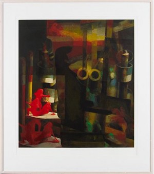 (2) White Gladiolus, Red Figures by Miguel Angel ARGUELLO