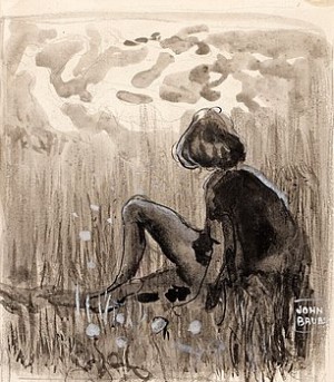 Sagoprins Tittande In I Den Nedgående Solen by John BAUER