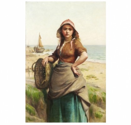 Fiskarflicka Vid Stranden by William Wardlaw LAING