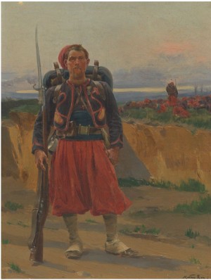 A Zouave Soldier by Marius ROY - auction artwork with signature