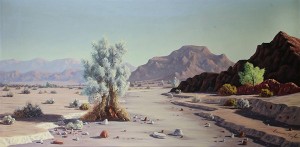 Palm Springs Desert Landscape With Salt Cedar Tree by Darwin Y. TAYLOR - auction artwork with signature