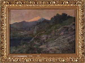 Bergsmotiv Med Solnedgång by Georges LORIN - auction artwork with signature