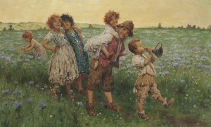 Children Playing In The Field by Francesco OLIVA