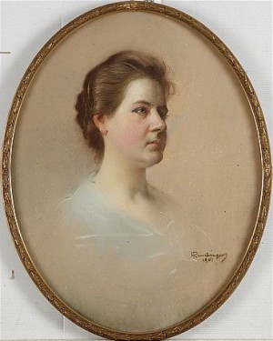 Kvinnoporträtt by Henryk / Heinrich RAUCHINGER - auction artwork with signature