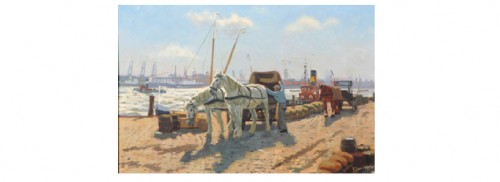 Rotterdams Hamn by Gijsbertus Johannes Van OVERBEEK - auction artwork with signature