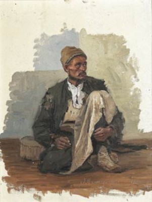 Sittande Tatar by Fyodor Panfilovich NESTEROV - auction artwork with signature