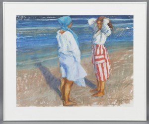Blue Scarf by Richard SEGALMAN - auction artwork with signature