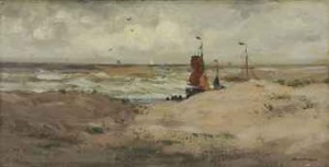 Beach Scene, Holland by Charles Paul GRUPPE