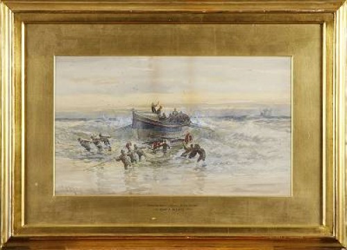 What De Dawn Shows, - To The Rescue by Charles John DE LACY - auction artwork with signature