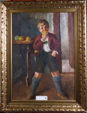 Pojke Som äter äpple by Hans RICHTER-DAMM - auction artwork with signature
