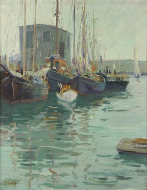 Fishing Boats At The Dock by Herman Henry WESSEL