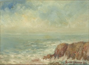 ''monterey Coast'', Rocky Coastal With Stormy Sky by Bertha Stringer LEE