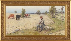 Herde Med Kor by Ivan Georgovich GUGUNAVA - auction artwork with signature