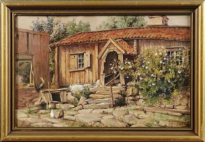 Gårdsinteriör by Maria SCHOLANDER-HEDLUND - auction artwork with signature