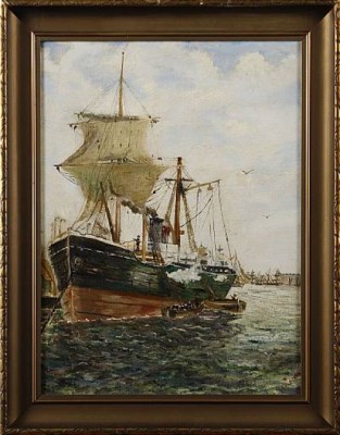 Skepp I Hamn by H HYLANDER - auction artwork with signature