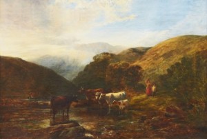 Kor I Landskap Med Berg I Fjärran by George Vicat COLE