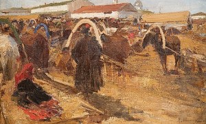 At The Bazaar by Mikhail Filippovich IVANOV