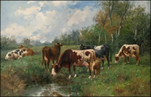 Cows In A Field by Eduard GÖTZELMANN - auction artwork with signature