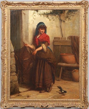 Handarbetande Kvinna by James COLE - auction artwork with signature