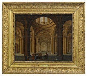 Katedralsinteriör by Jan Van Der VUCHT - auction artwork with signature