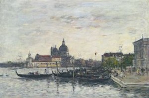Venise. Le Môle à L'entrée Du Grand Canal Et La Salute Le Soir by Eugène Louis BOUDIN