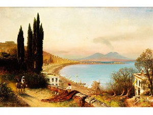 Blick über Den Golf Von Neapel Gegen Den Rauchenden Vesuv by Albert ARNZ - auction artwork with signature