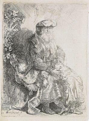 Abraham Caressing Isaac by Rembrandt Harmenszoon Van RIJN