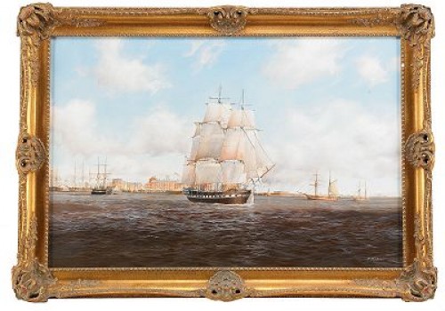 Hamnmotiv Med Segelfartyg by David C. BELL - auction artwork with signature