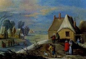 Winter Landscape With Ice Skaters by Charles BIGEE