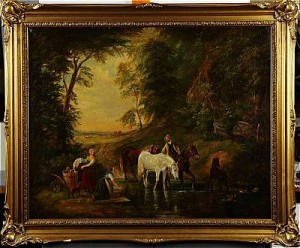 Tvätterskor Och Vattnande Hästar by Edmund BRISTOW - auction artwork with signature