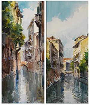 Paar Aquarelle Mit Venezianischen Kanalansichten by Erma ZAGO - auction artwork with signature