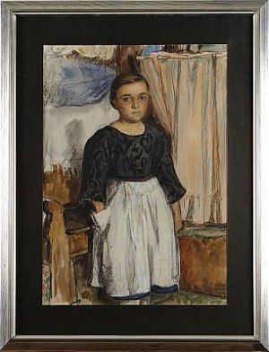 Flicka I Förkläde by Lionel FLOC - auction artwork with signature