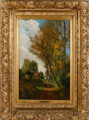 Solbelyst Landskap Med Figur På Väg by Christiaan Hendrik HAMMES