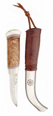 Kniv, Samearbete I Horn Och Björk, Graverad Dekor by Jon Tomas (Sami Artist) UTSI