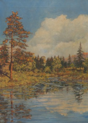 Wooded Landscape With Reflecting Lake by Louis SPARRE