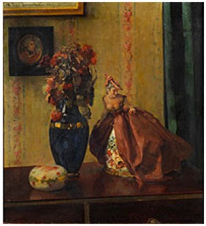 Stilleben Mit Blumenvase Und Damenpuppe by Arnulf De BOUCHÉ