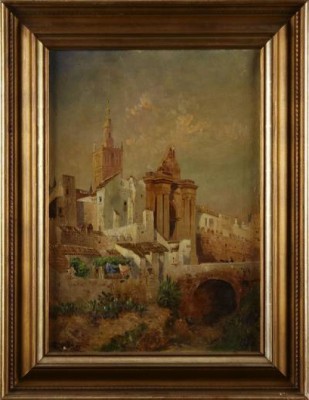 Sydländsk Stadsport by Theodor ROGGE - auction artwork with signature