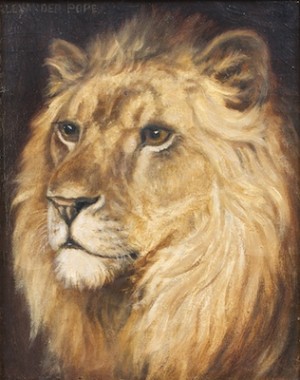 Study Of A Lion by Alexander POPE - auction artwork with signature