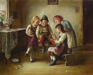 Interior Scene With Children by Edmund ADLER