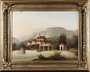 Alplandskap Med Insjö by Johann Wilhelm JANKOWSKI - auction artwork with signature